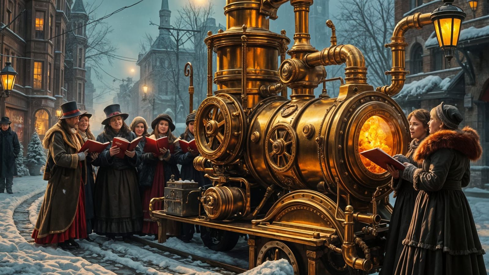 Victorian Christmas Celebration in Steampunk Elegance
