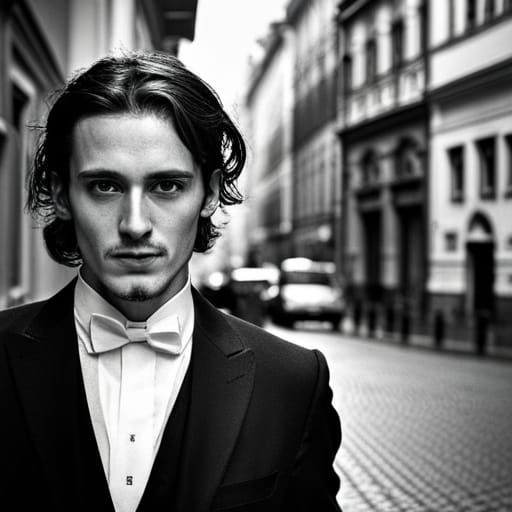 Kafkaesque Man Walking in Prague, 19th Century