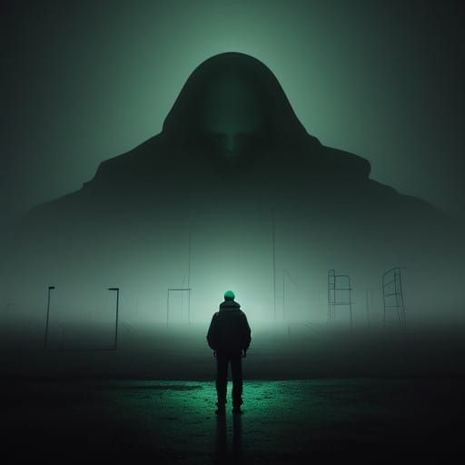 Mysterious Figure in Abandoned Playground