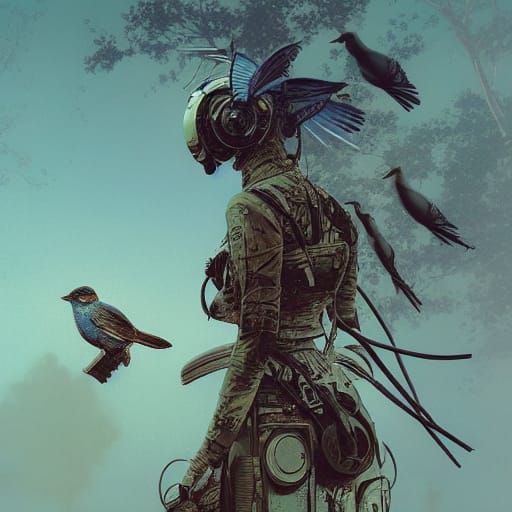 Bird Humanoid Combat Medic: Detailed Matte Photography