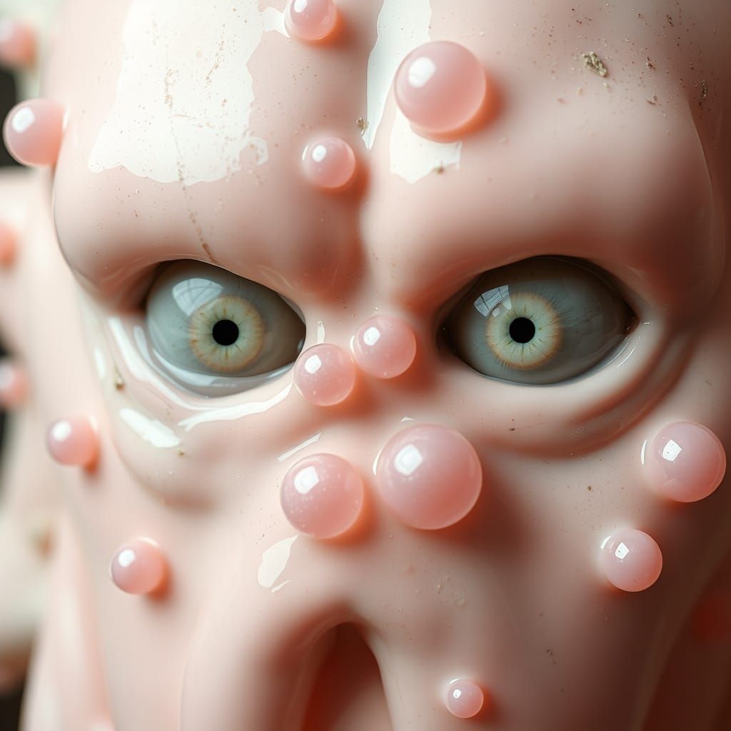 Surreal Macro Slime Goo with Polished Pink Bubbles