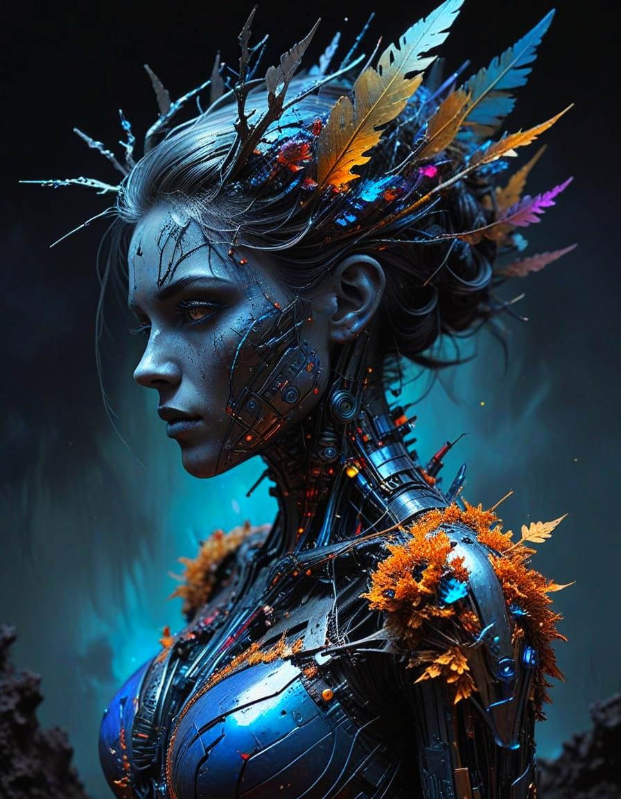 Surreal Dystopian Earth Art in Dendritic Bismuth Style