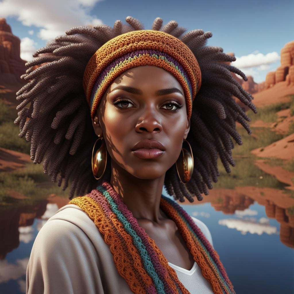 Empowered Woman Seeing Reflection in Fantasy Art