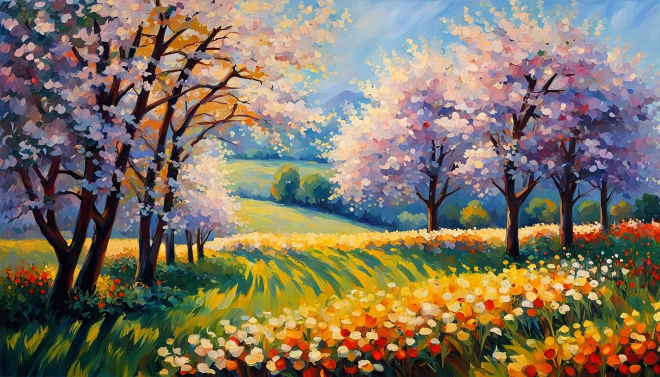 Impressionistic Spring Scene in Vivid Detail