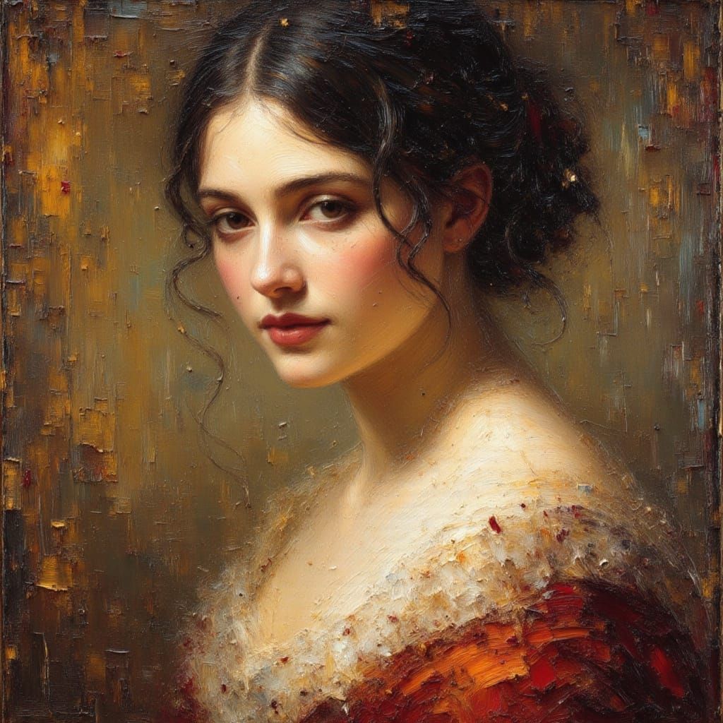 Demure Woman in Caravaggio Style Oil Portrait