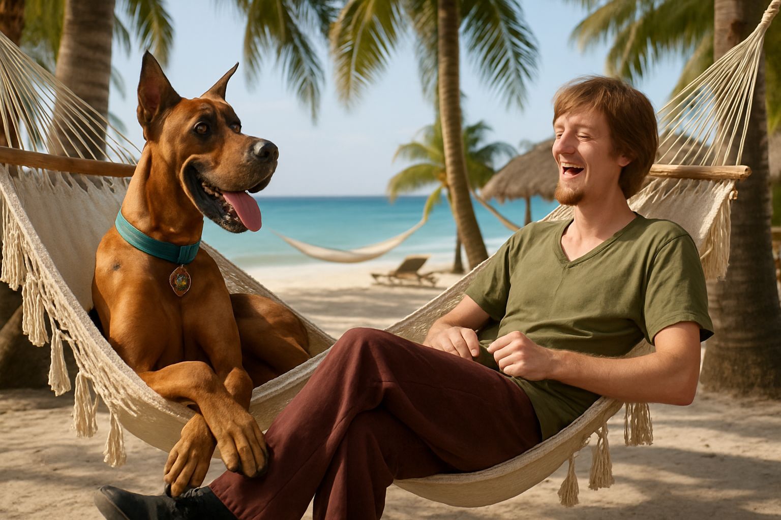 Scooby-Doo and Shaggy Relaxing at Tropical Resort