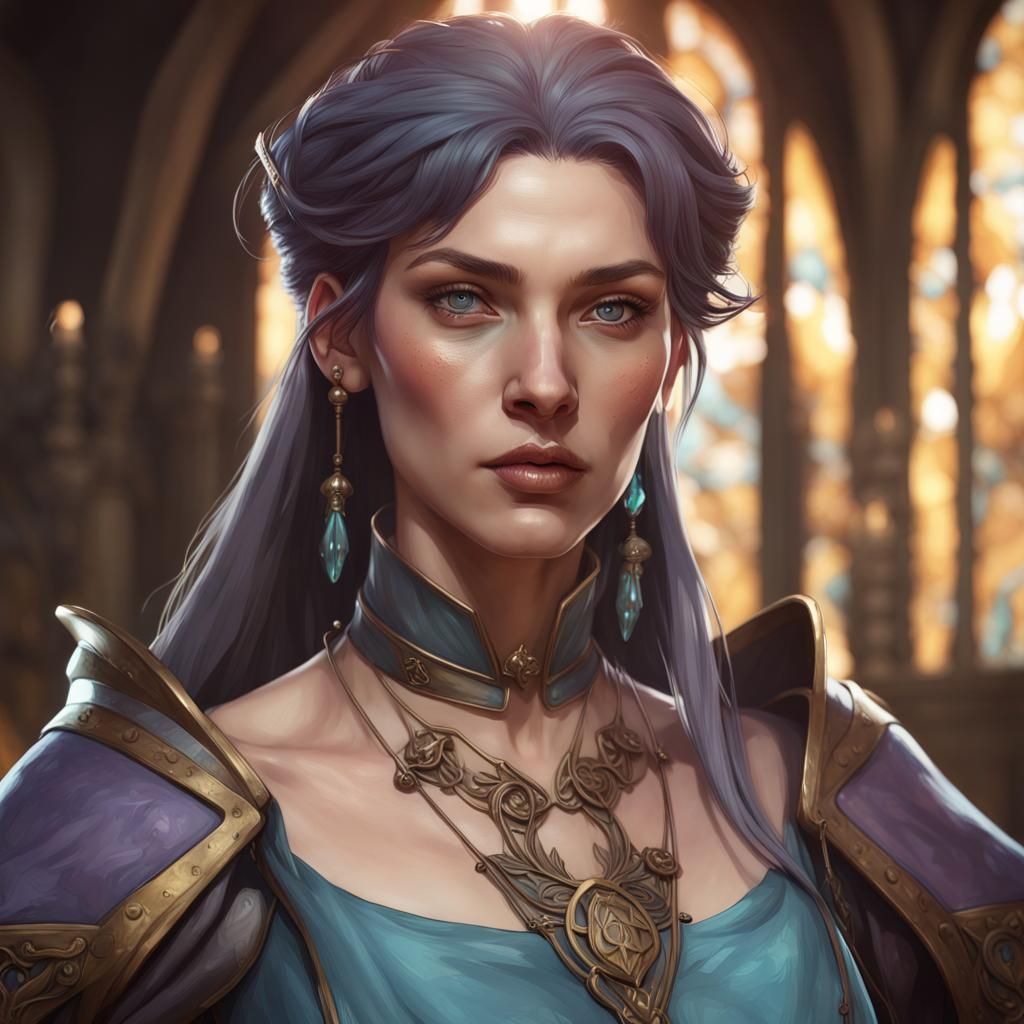 Fantasy Alchemist Woman Portrait in Digital Art Style