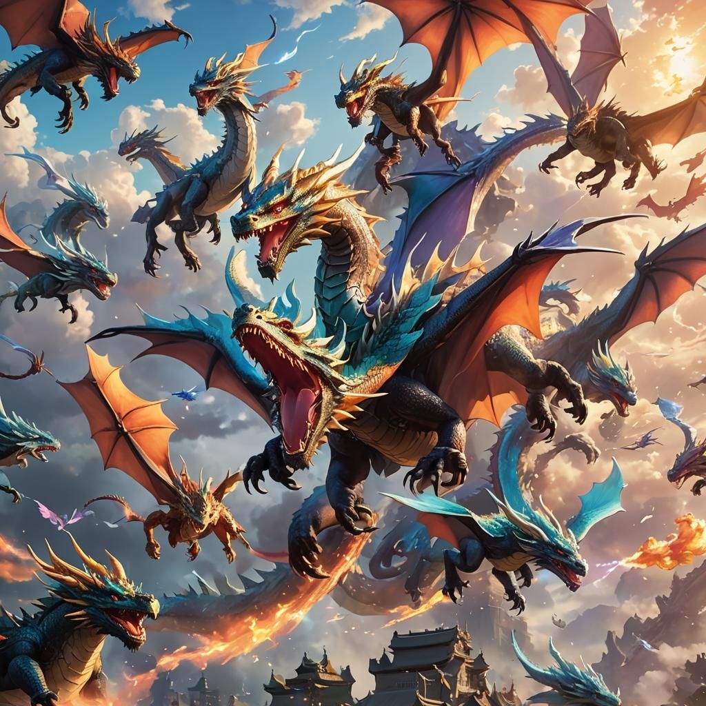 Dragon Flight in Vibrant 3D Anime Style