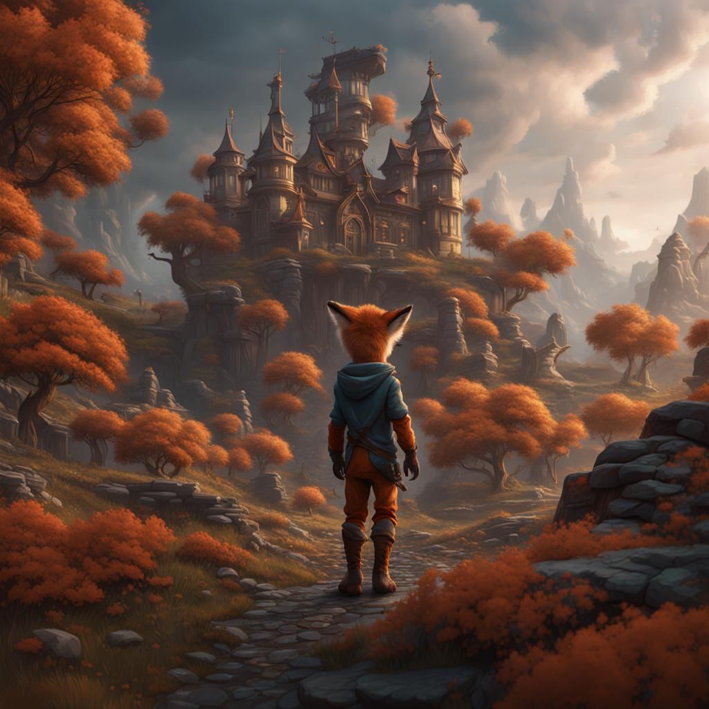 Fantastical Fox Boy in Detailed Matte Painting