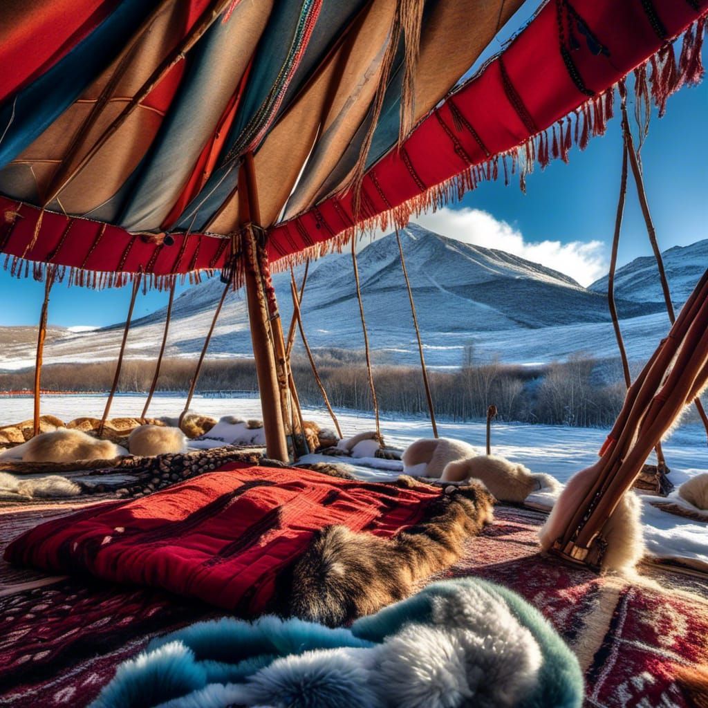 Mongolian Tent in Winter, 3D Rendered