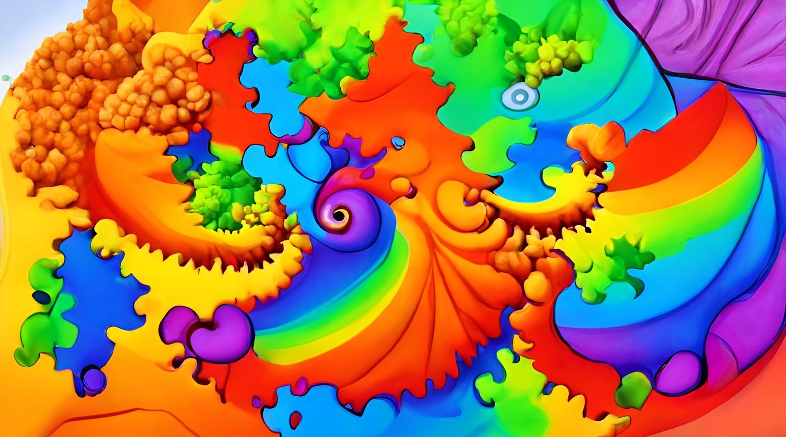 Psychedelic Rainbow Fractal Optical Illusion in Comics Style