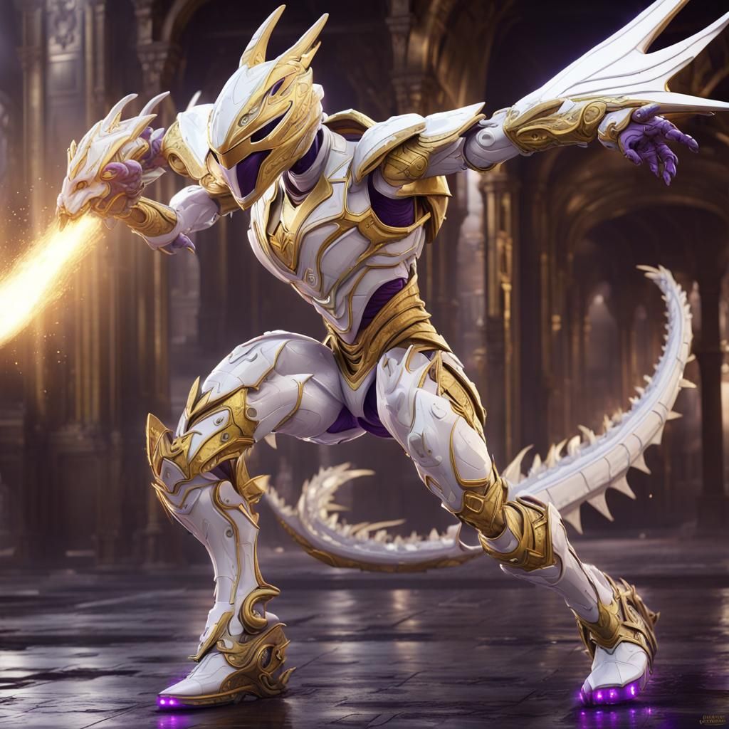 Dragon Robot Power Ranger in Dark Fantasy Style