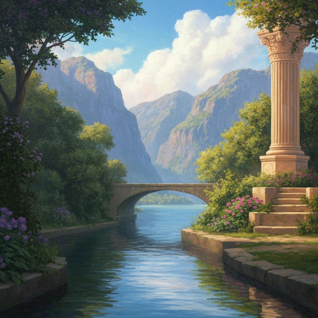 Aerial View of Circular City in Fantasy Landscape