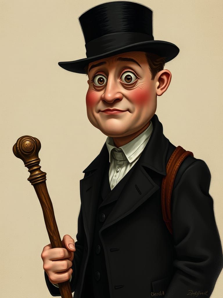 Gothic Parson in Red Hues, Digital Illustration