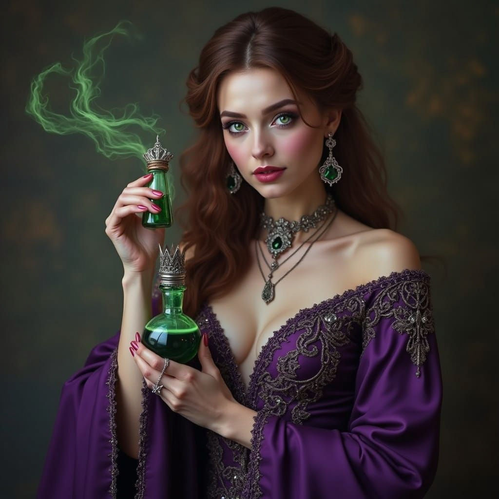 Mysterious Ancient Beauty in Lavish Attire