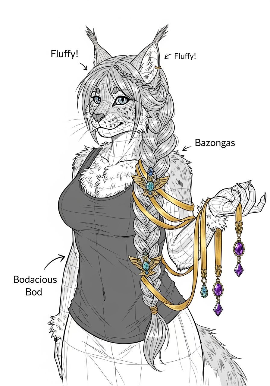 Lynx Furry Blueprint in Crayon Style