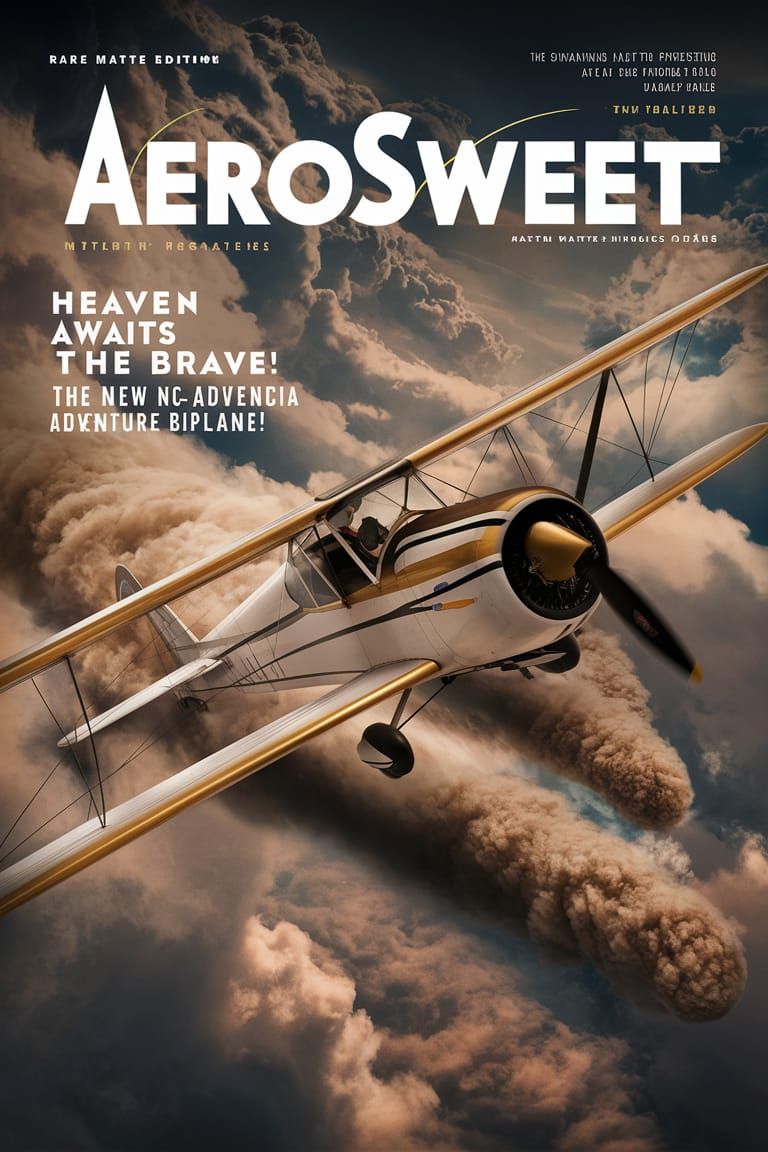 Retro Magazine Cover: Biplane Adventure in the Clouds