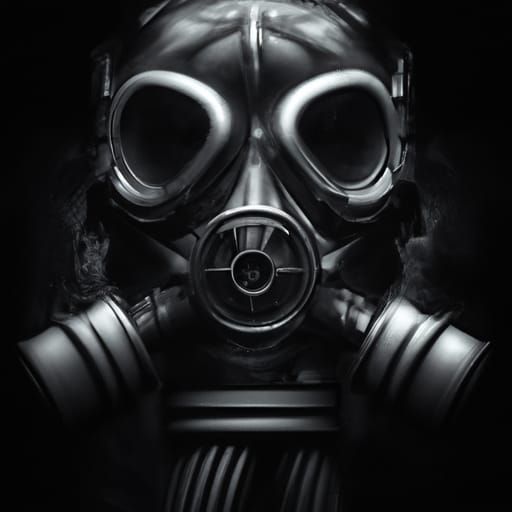 Dramatic Black and White Gas Mask: Digital Matte Painting