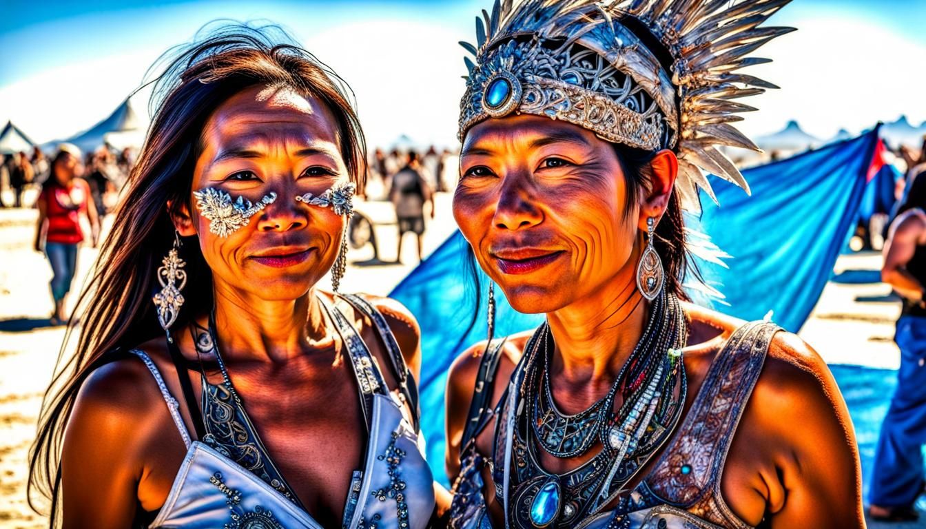 Burning Man Meeting in Hyperrealistic Style