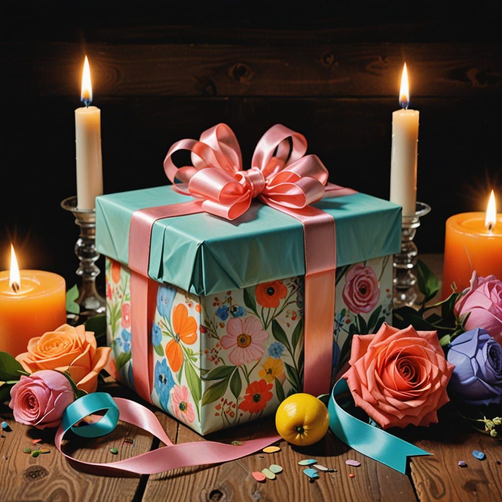 Birthday Gift in Whimsical Still Life Style