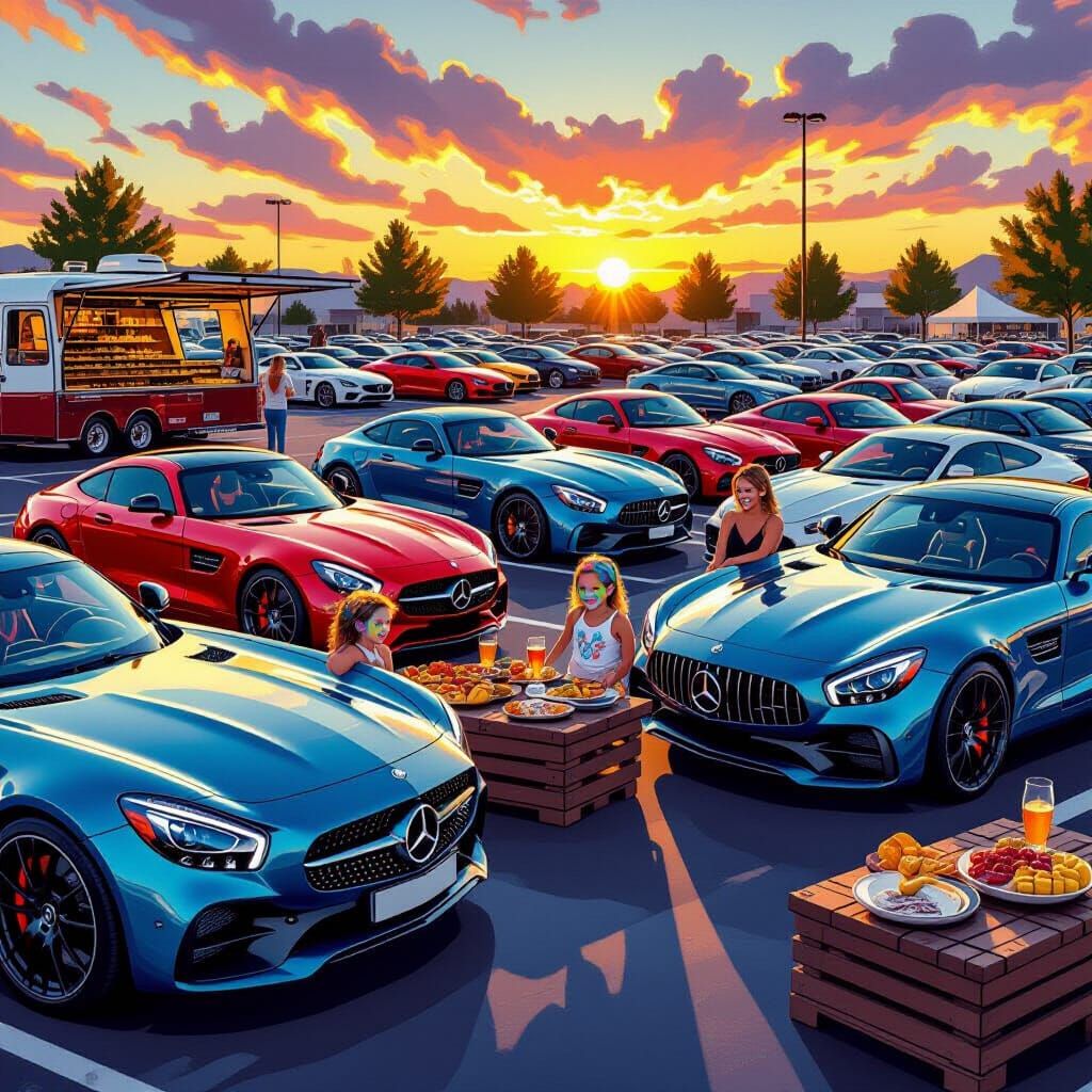 Mercedes Benz Sports Cars, Friends, and Festivities at Sunse...