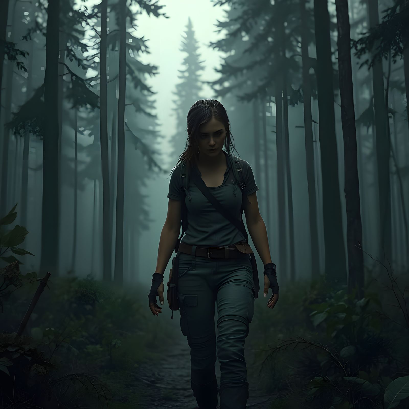 Post-Apocalyptic Girl in a Desolate World