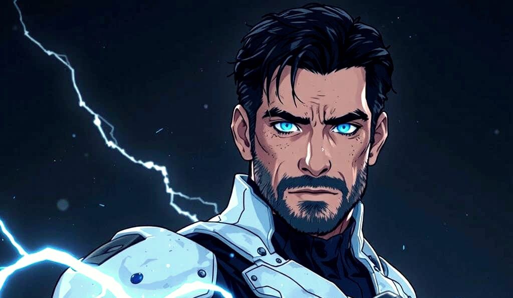 Anime Art of Futuristic Warrior Wielding Electric Magic