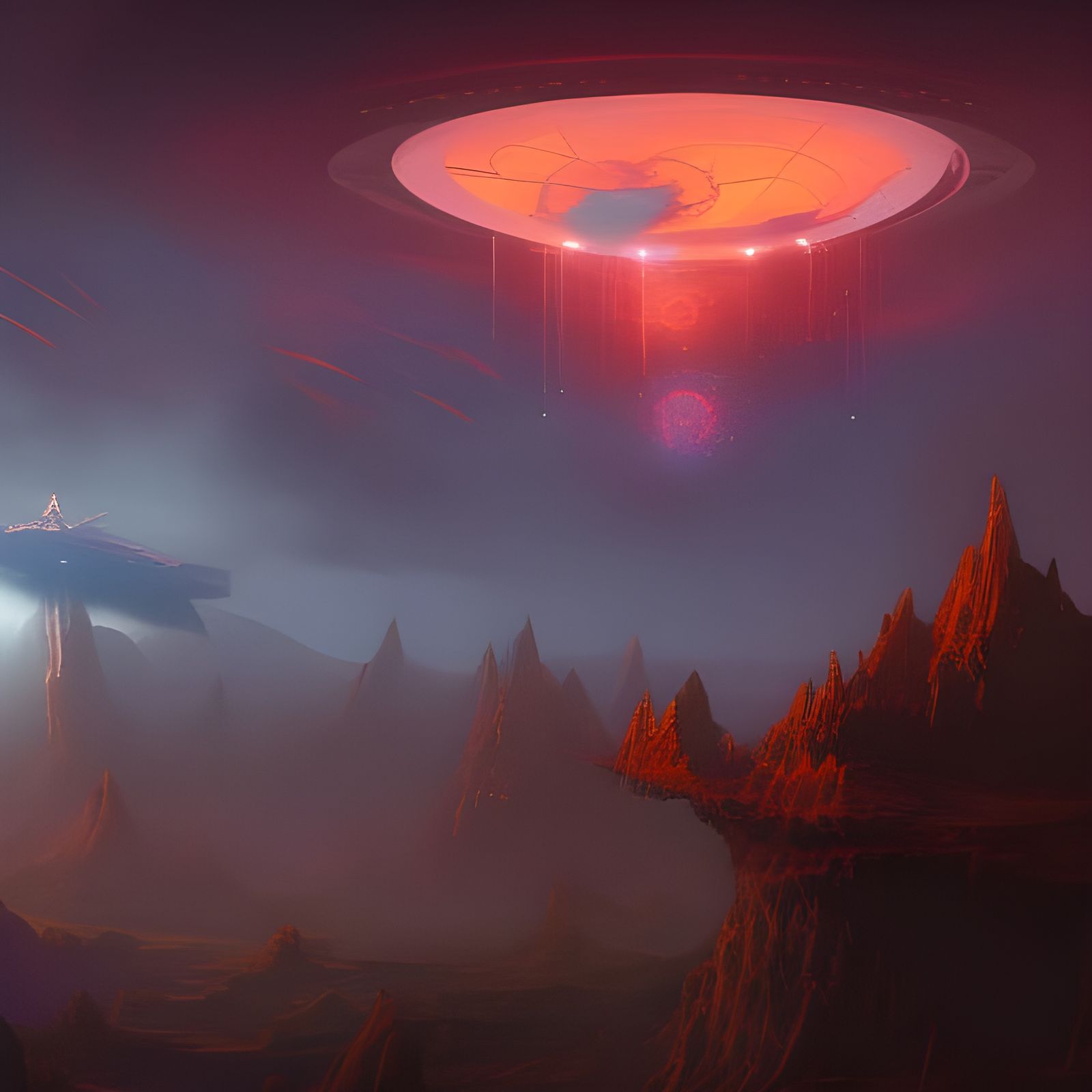UFOs in the Sky: Detailed Matte Painting