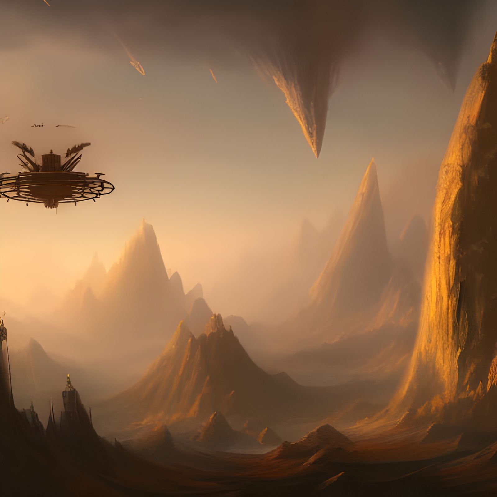 UFOs in the Sky: Detailed Matte Painting