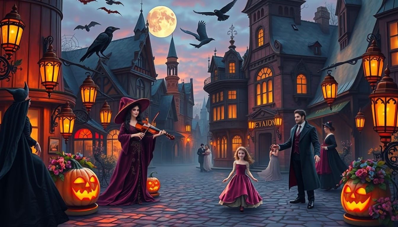 Victorian Gothic Halloween Town at Twilight