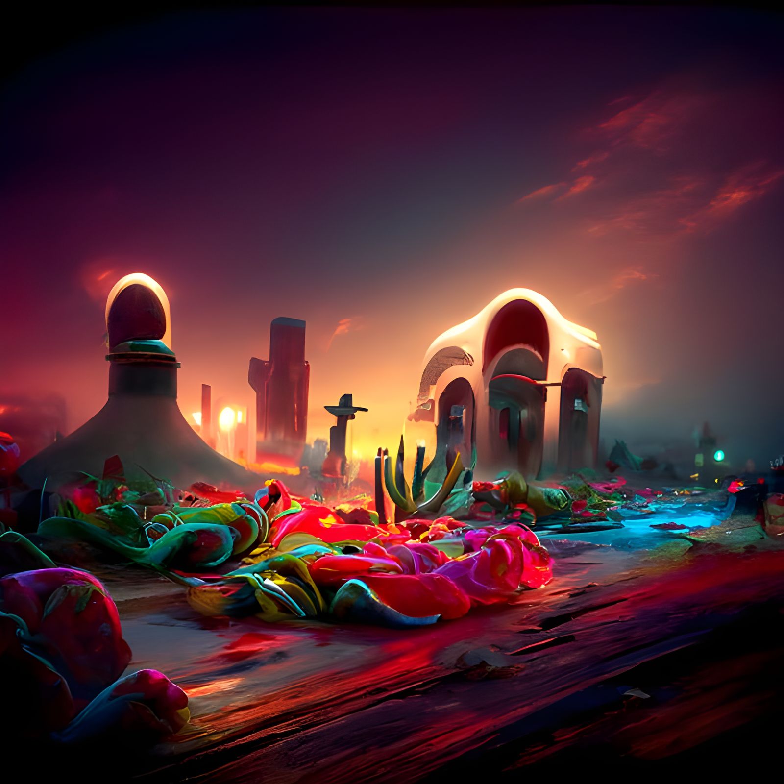 Dia de los Muertos Cityscape by Digital Artists