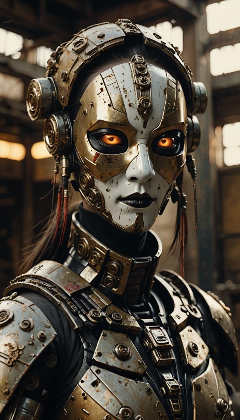 Kabuki Murder Bot half mask, human-robot assassin