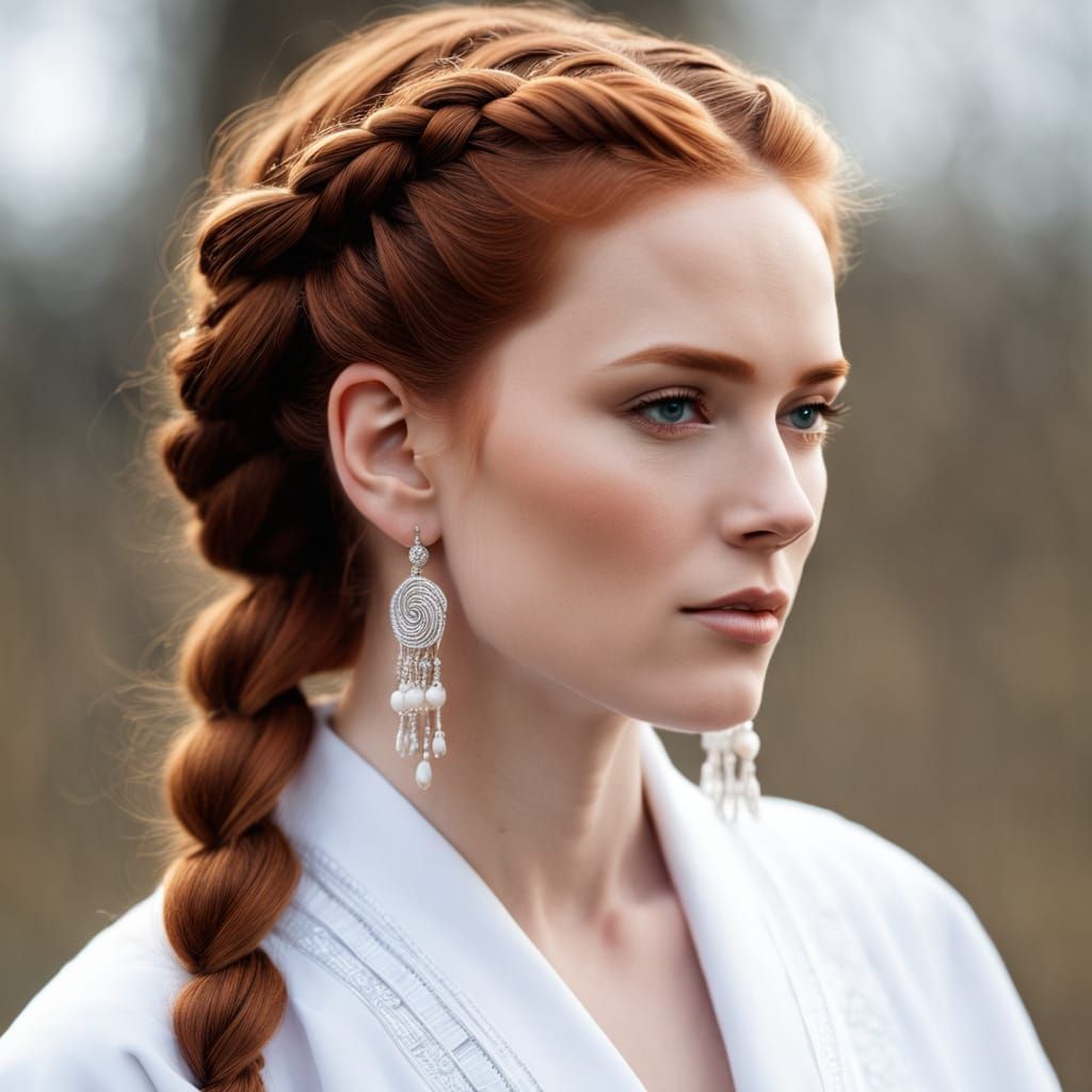 Woman in White Robes with Bone Charms