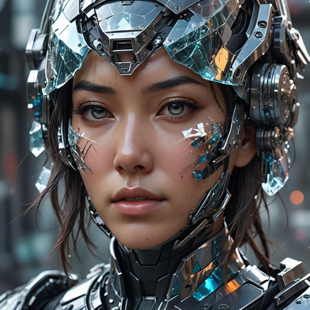 Futuristic Mech Warrior with Ninja Reflection