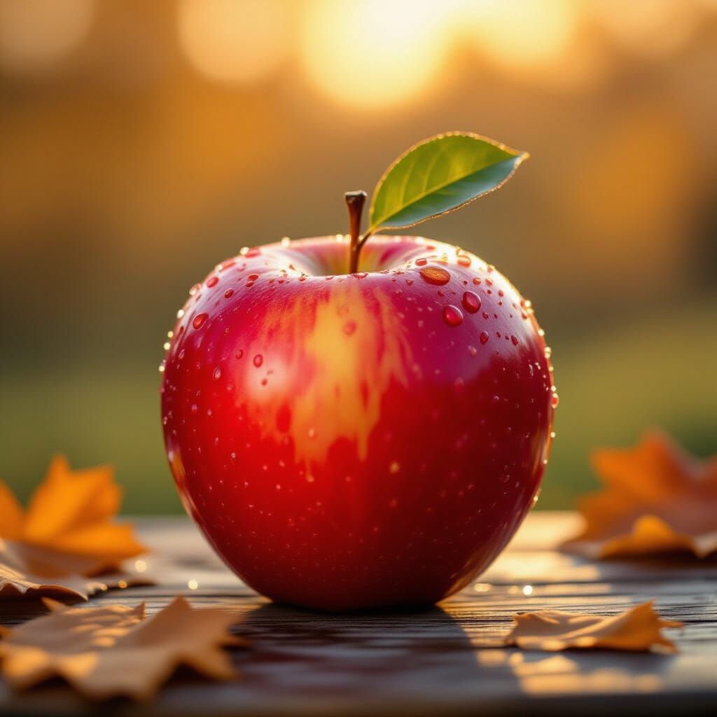 Hyperrealistic Digital Painting of a Crisp November Apple