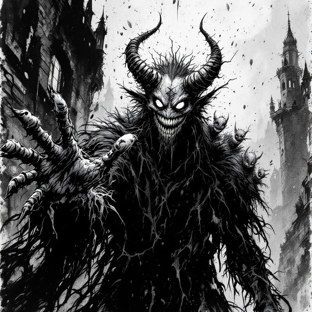 Dark Fantasy Demon Invites in Gothic Castle