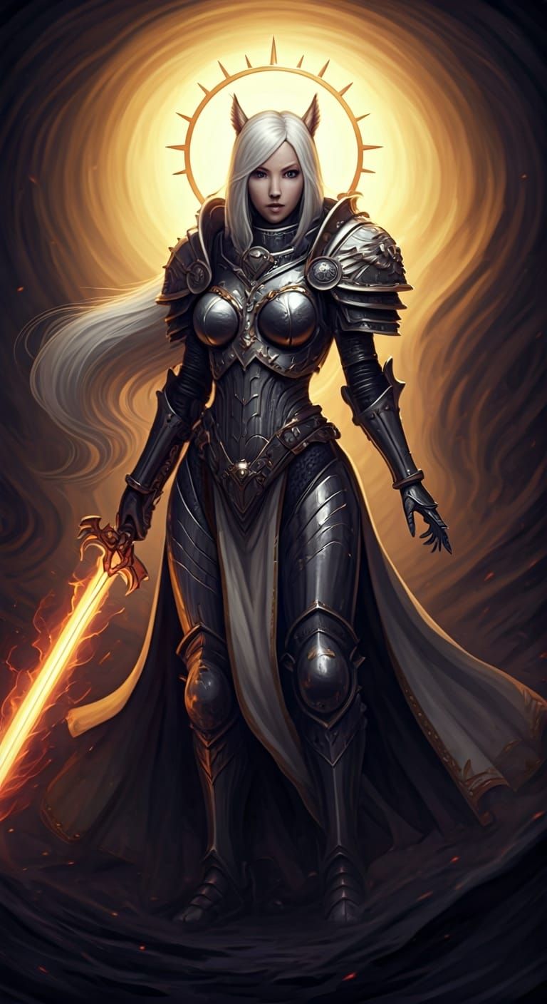 Squirrel Paladin Wielding Holy Sword in Matte Painting Style