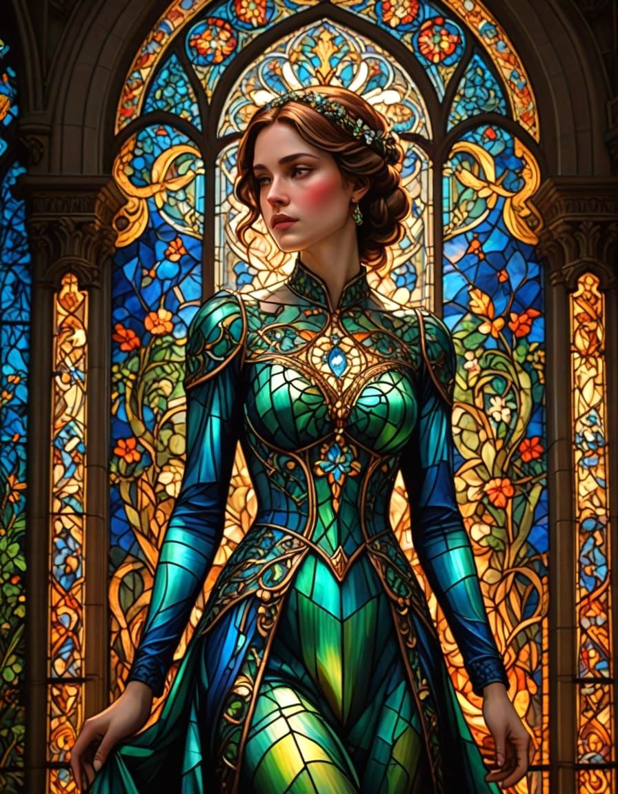 Surreal Stained Glass Gown Reveals Kaleidoscope Colors