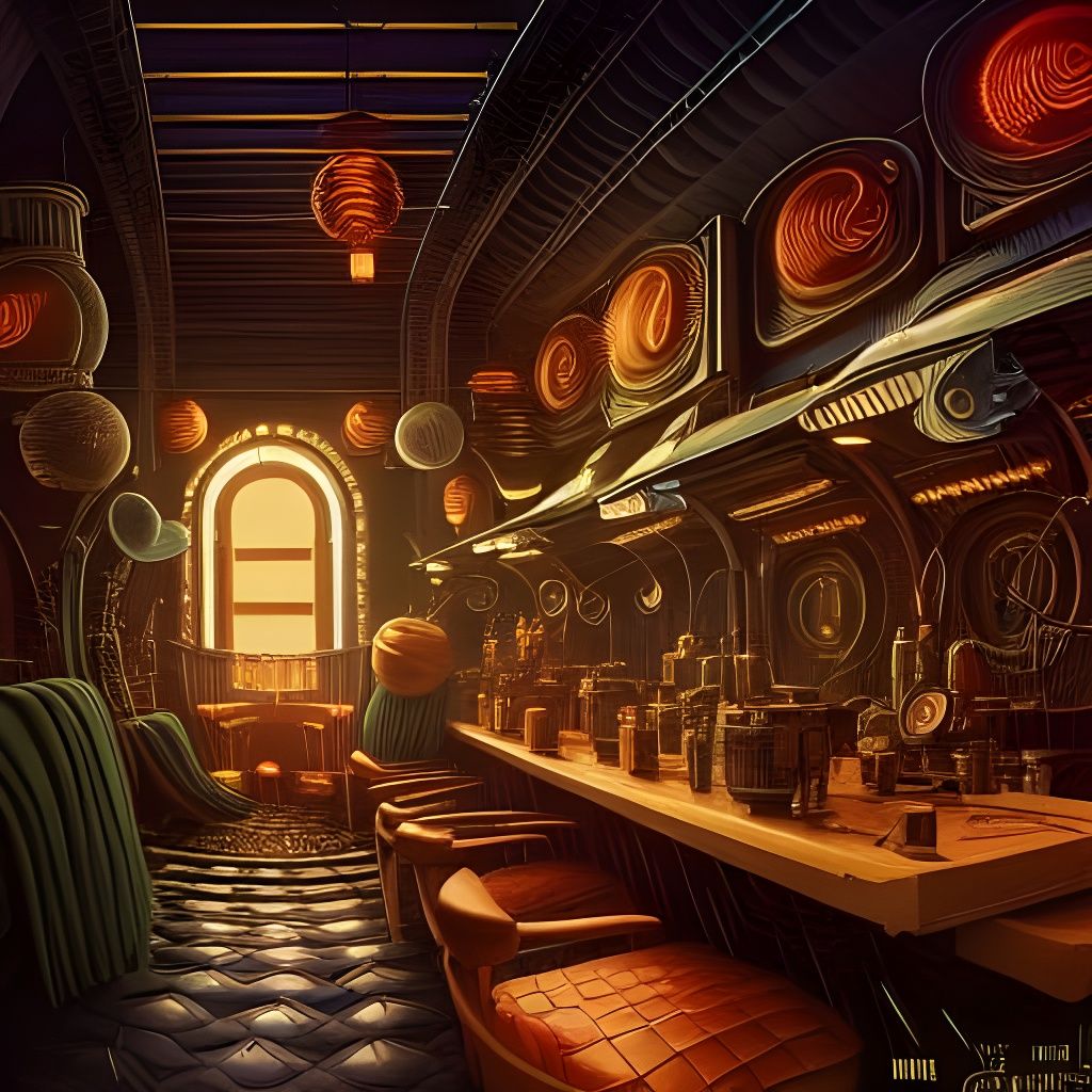 Retrofuturistic Hair Salons: Detailed Digital Illustration