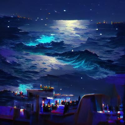 Tranquil Ocean Under a Starlit Night Sky