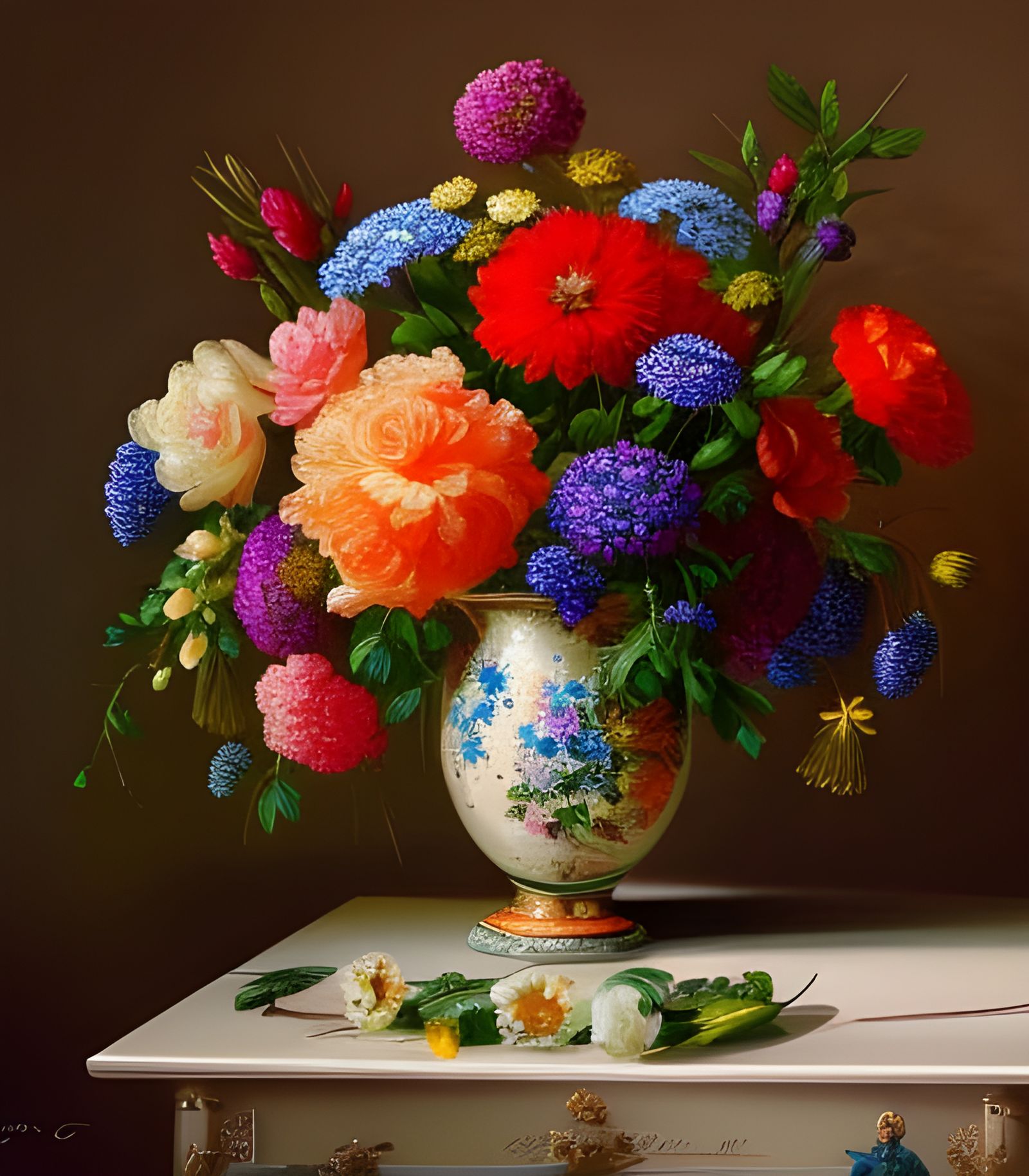 Vintage Floral Bouquet in Oil Painting Style