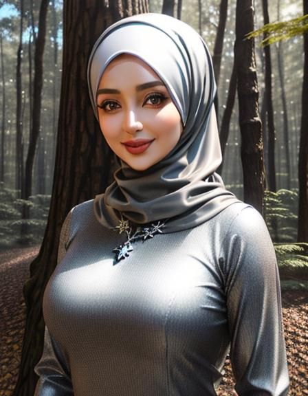 Beautiful Hijabi Woman in Forest Portrait