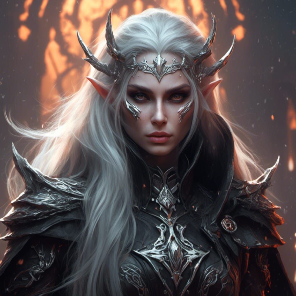 Elven Warlock Portrait in Digital Art Style