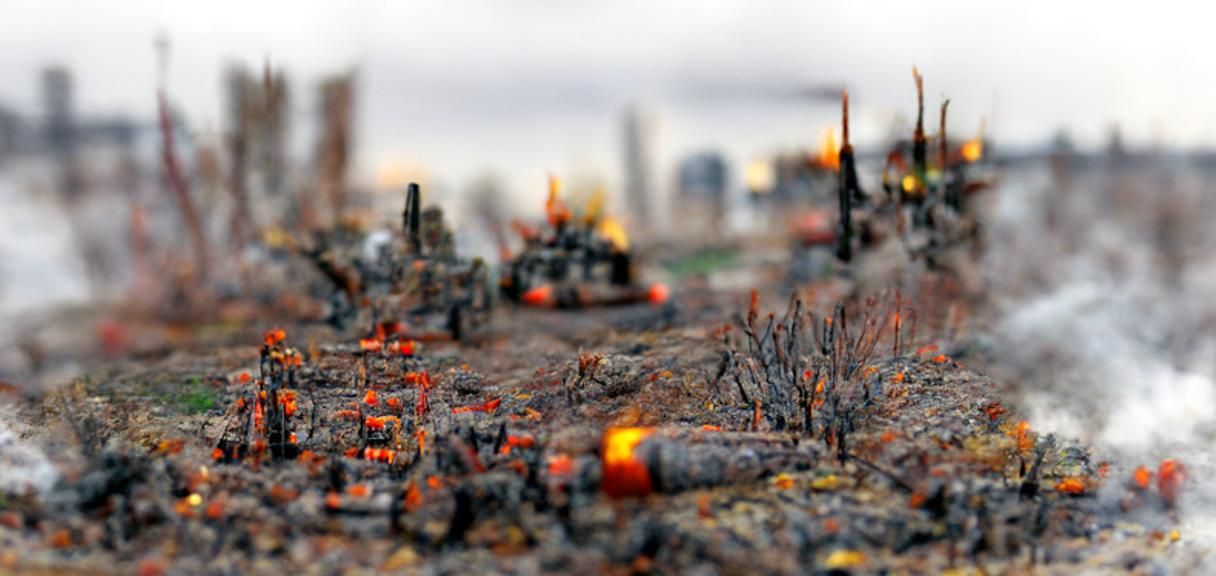City Ablaze Under Artillery Fire