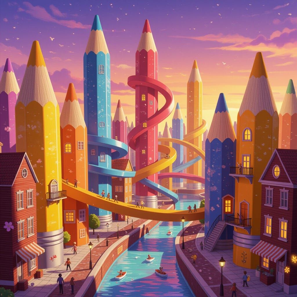 Epic Pencil City: A Whimsical Architectural Fantasy
