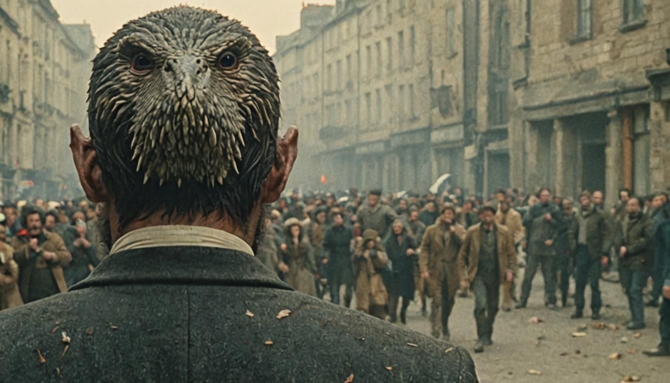 Man with Eye on Back of Head in Cinematic Style