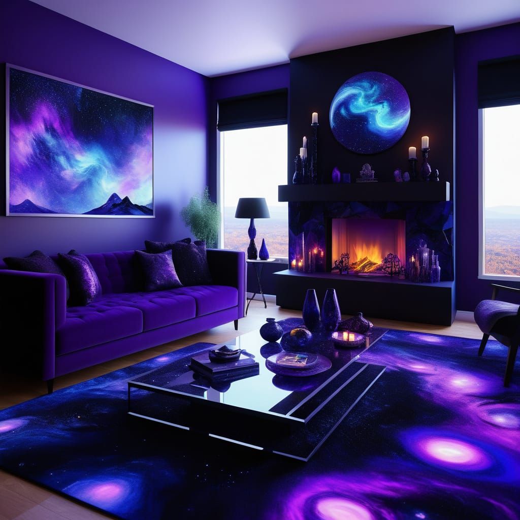 Witchy penthouse with Aurora borealis walls& Black Opal acce...