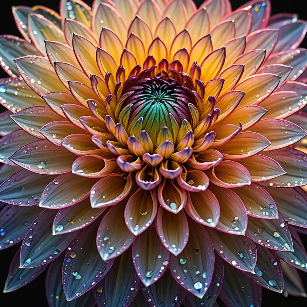 Bioluminescent Dahlia Blossom in Glass Art Style
