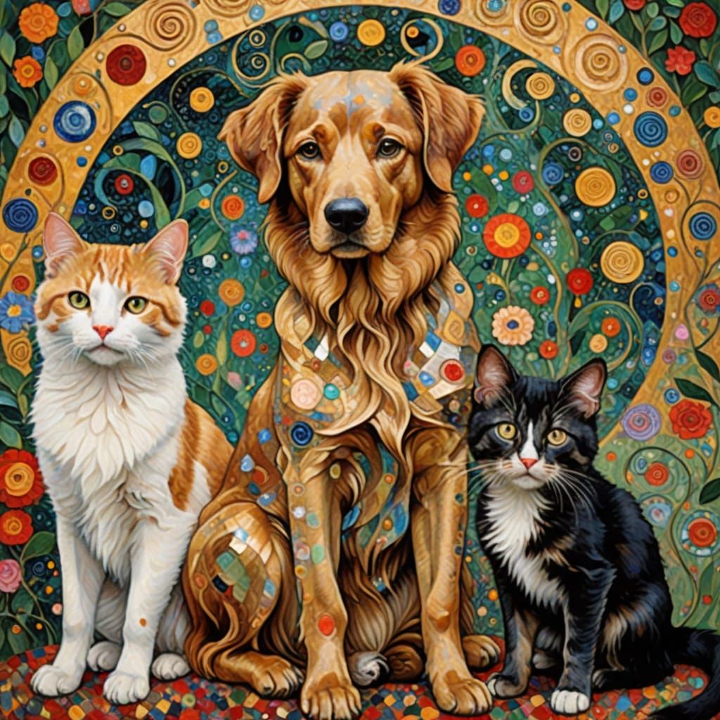 Lost Imaginative Concepts Family Pets as Klimt-Inspired Art