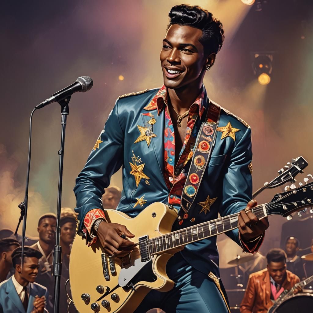 Rockstar Portrait in 1950s Rock'n'Roll Style